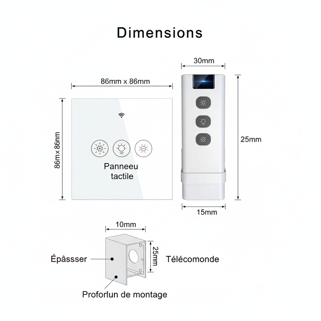 Dimensions du variateur Moes en français