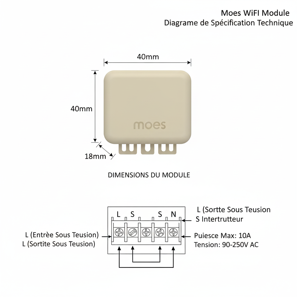 Dimensions module switch Moes WiFi