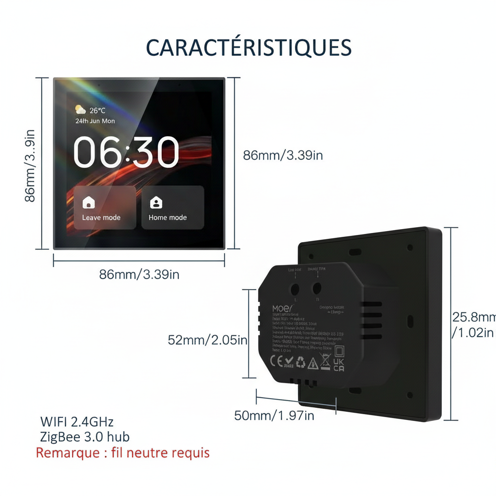 Dimensions panneau Moes 4P