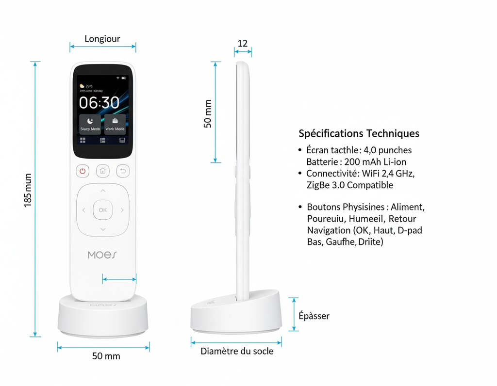 Dimensions télécommande Moes