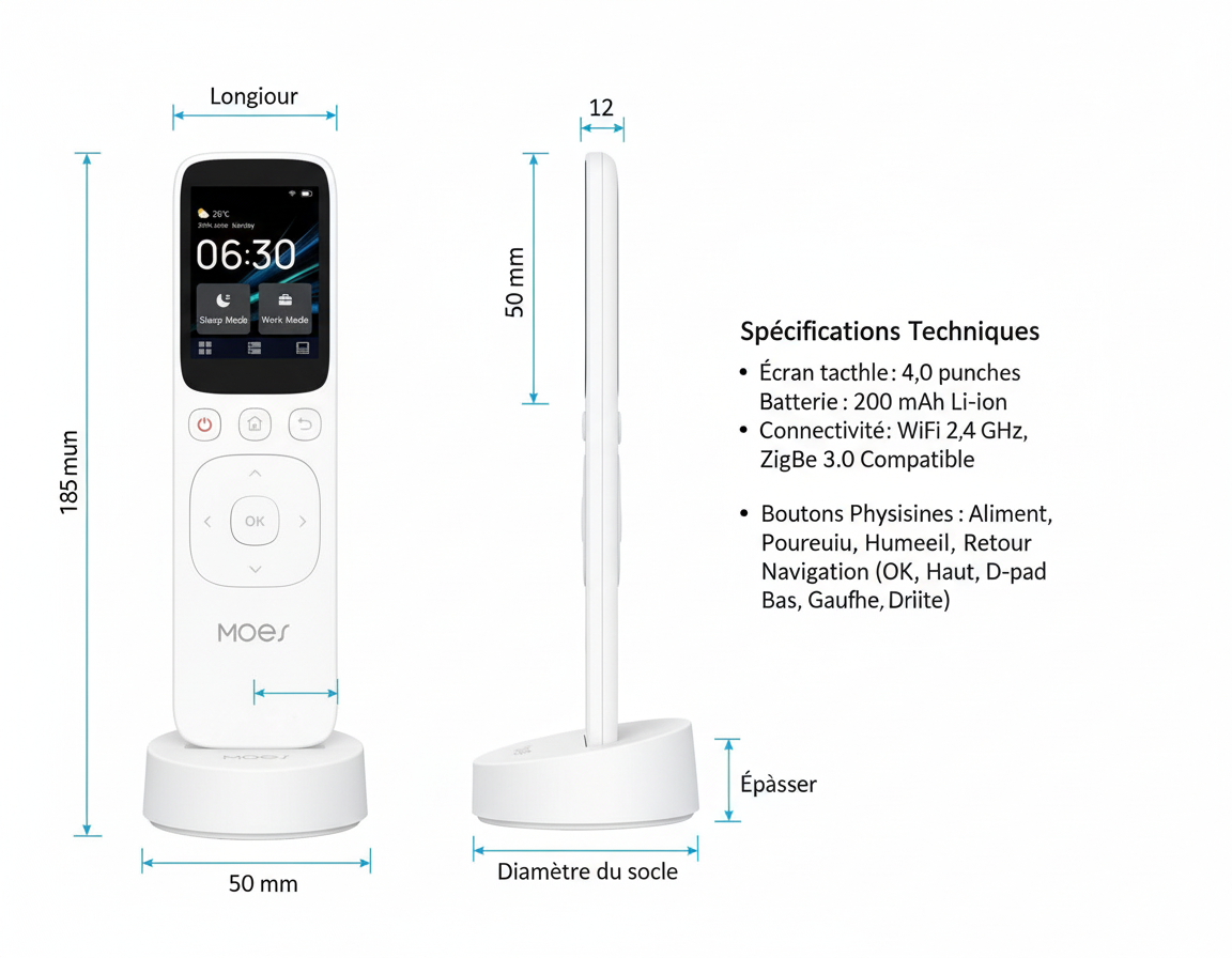 Dimensions télécommande Moes