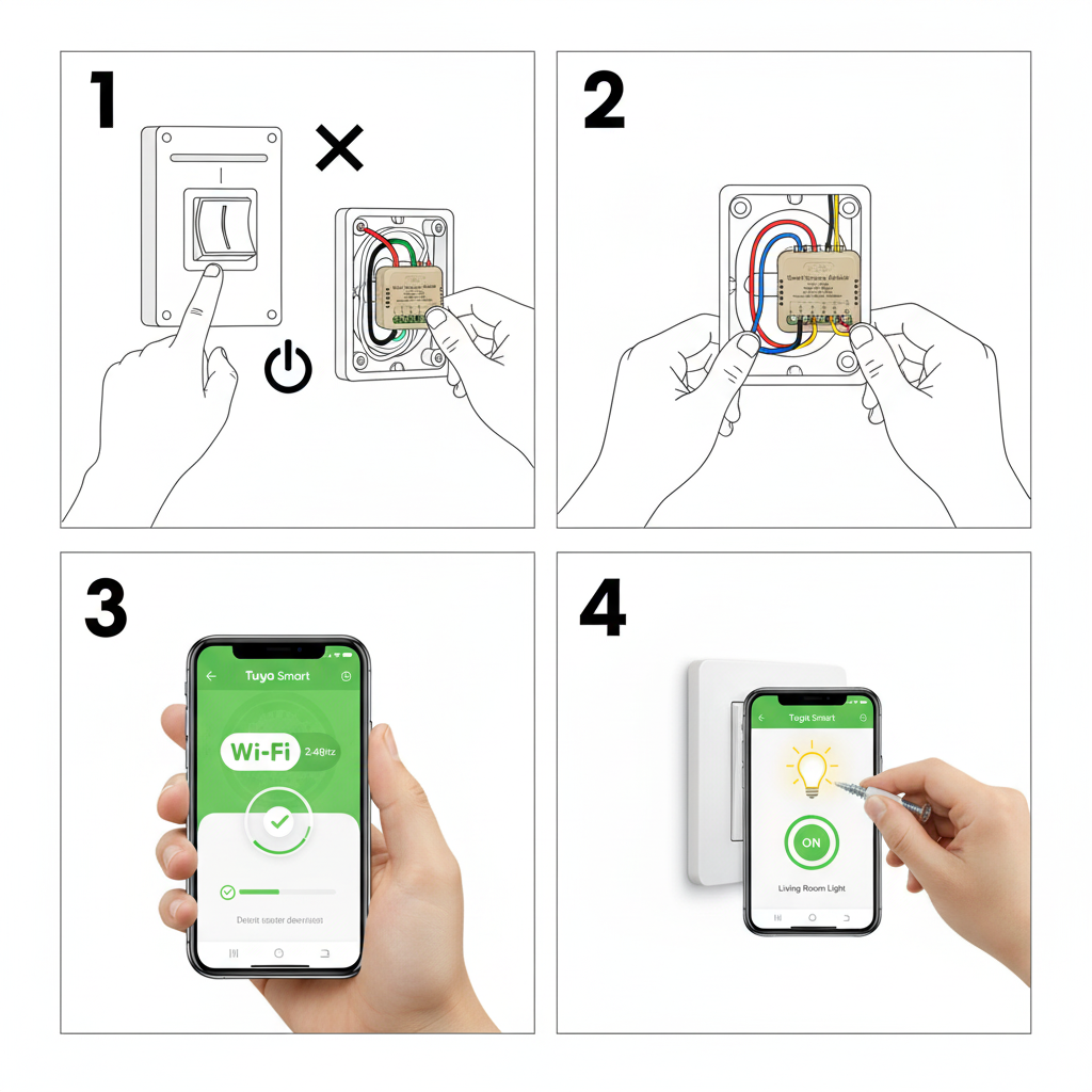Guide installation module switch Moes WiFi