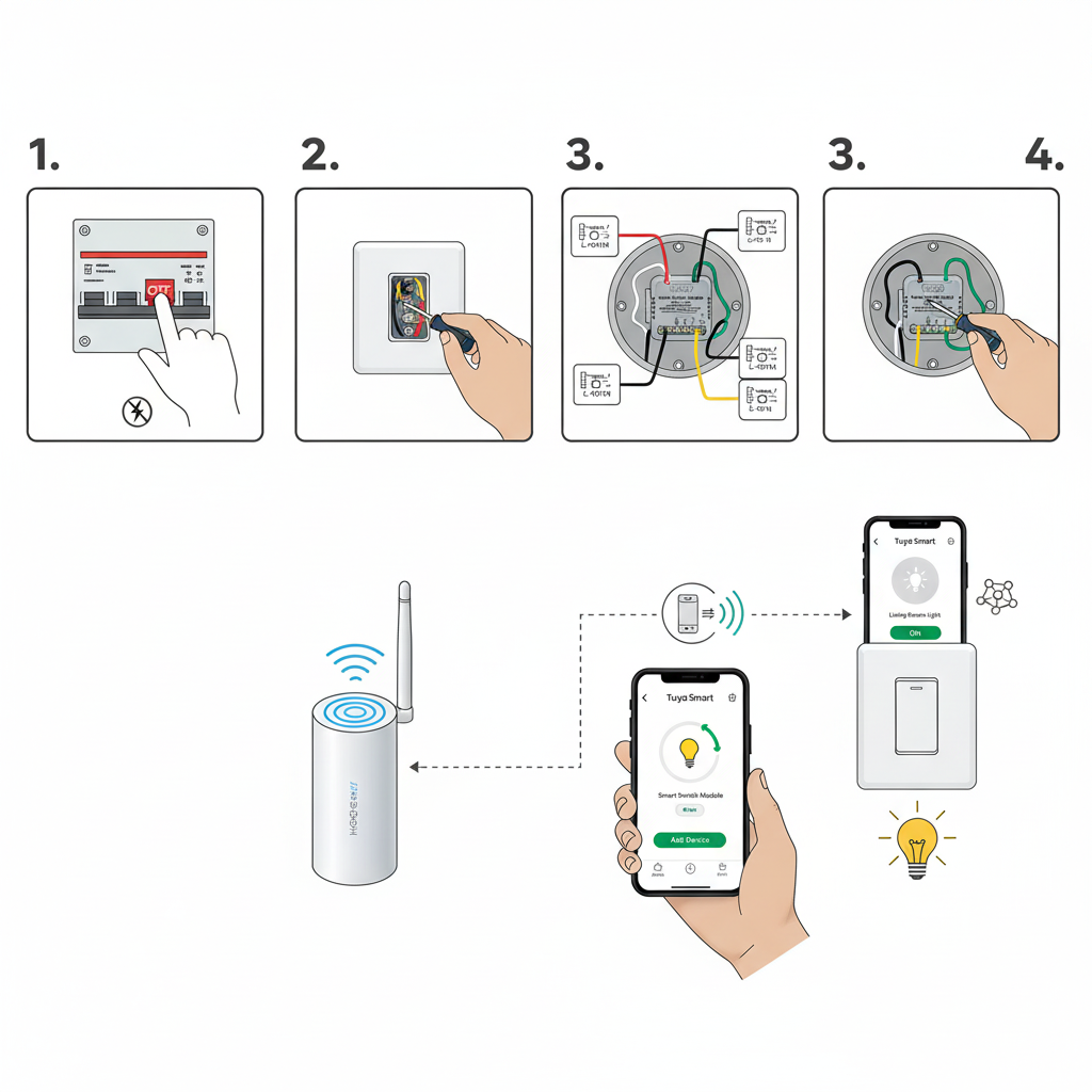Guide installation module switch Moes ZigBee
