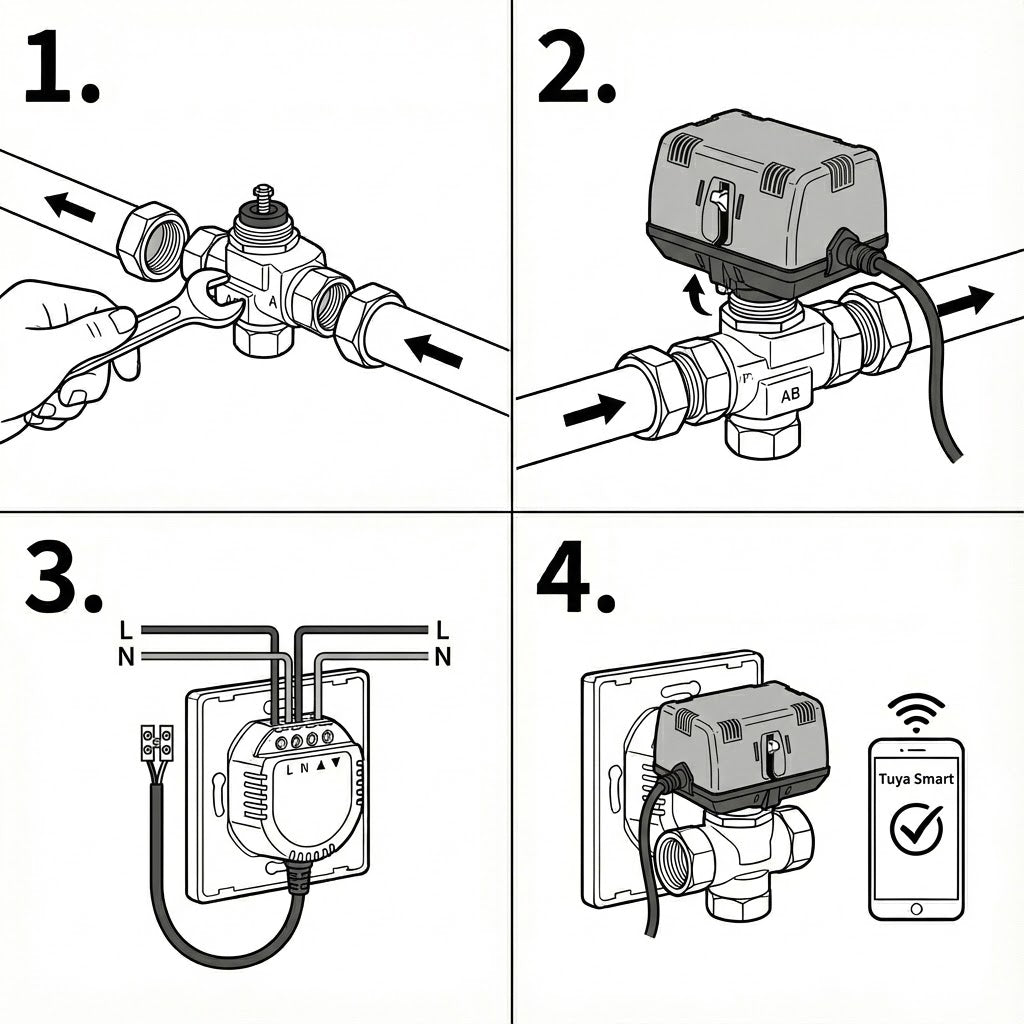 صمام كهربائي ثلاثي الاتجاهات بيك - صمام ذكي للماء والغاز